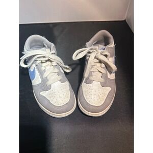Nike Dunk Low Toddler Shoes Light Grey White Blue Swoosh Sneakers‎ Size 1Y